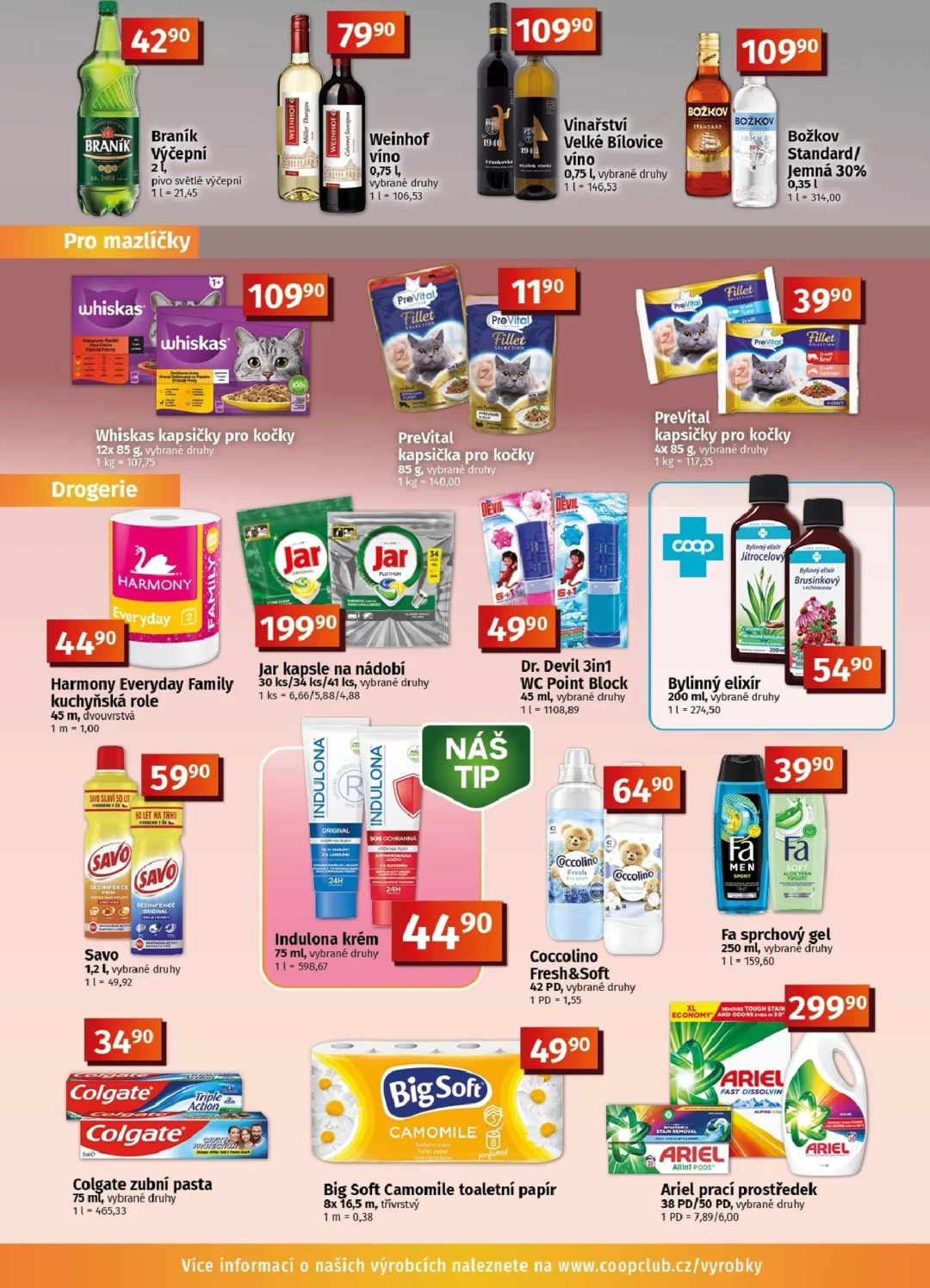 Originální strana 9 z 10 letáku COOP – Coop Tuty a Tip Menu