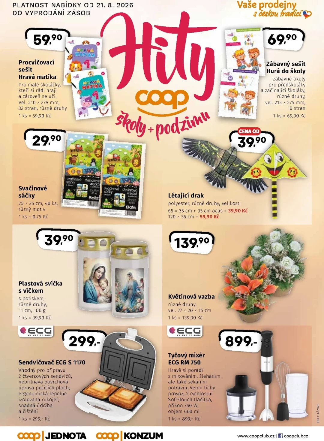 Originální strana 1 z 8 letáku COOP – Coop - Hity škola + podzim
