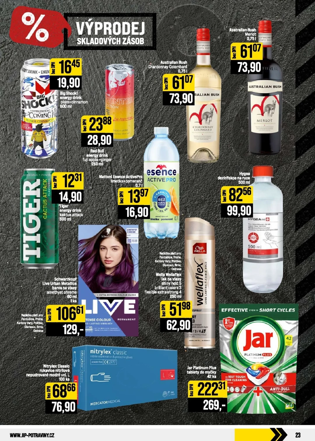 Originální strana 23 z 24 letáku JIP – JIP - Svět potravin - Brno, Ostrava - Hrabová, Praha - Bořanovice, Jilemnice, Karlovy Vary, Olomouc, Pardubice, Zlín, Polička