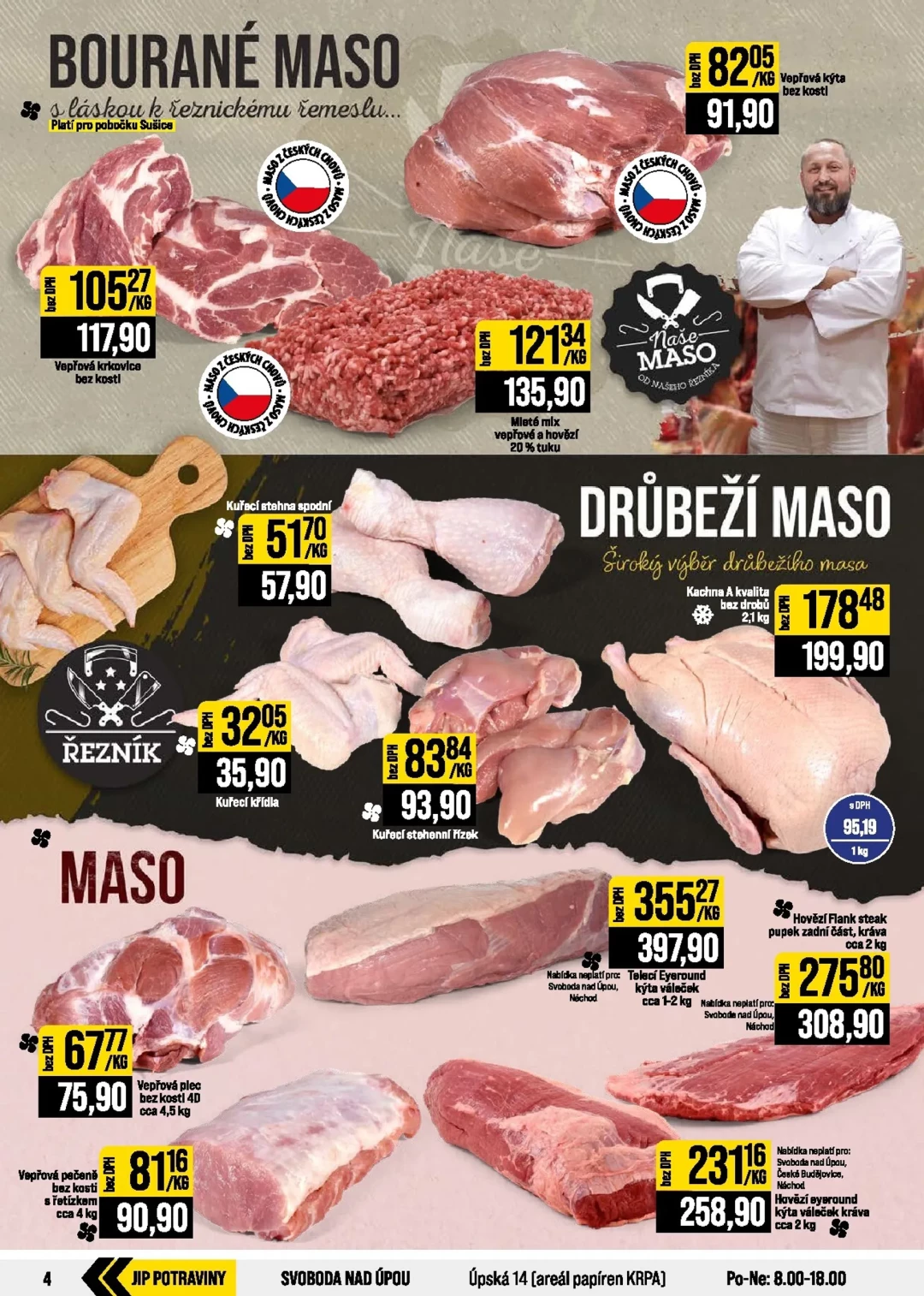 Originální strana 4 z 24 letáku JIP – JIP - České Budějovice, Most, Svoboda nad Úpou, Náchod, Sušice
