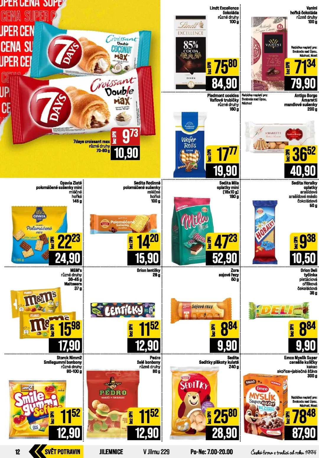 Originální strana 12 z 24 letáku JIP – JIP - České Budějovice, Most, Svoboda nad Úpou, Náchod, Sušice