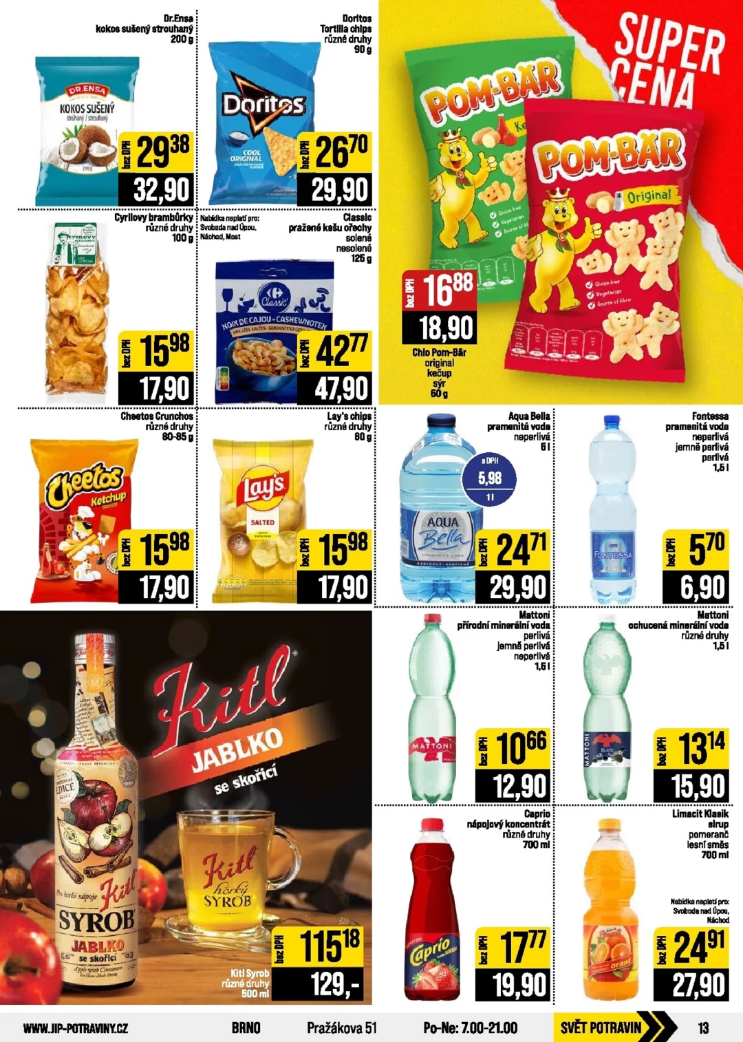 Originální strana 13 z 24 letáku JIP – JIP - České Budějovice, Most, Svoboda nad Úpou, Náchod, Sušice