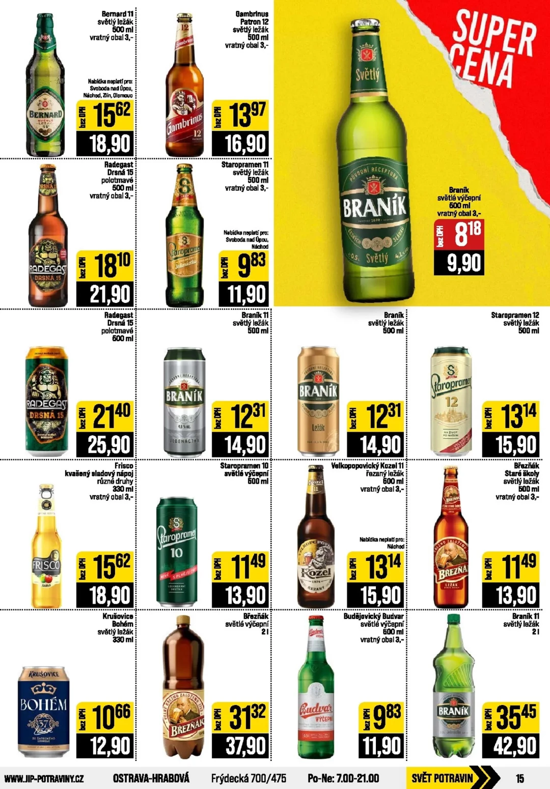 Originální strana 15 z 24 letáku JIP – JIP - České Budějovice, Most, Svoboda nad Úpou, Náchod, Sušice