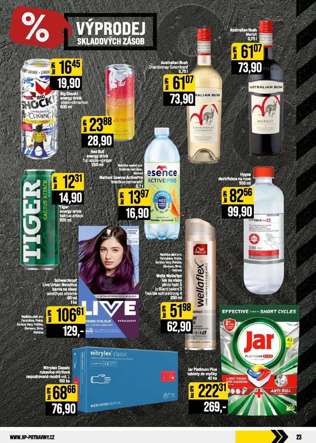 Originální strana 23 z 24 letáku JIP – JIP - České Budějovice, Most, Svoboda nad Úpou, Náchod, Sušice