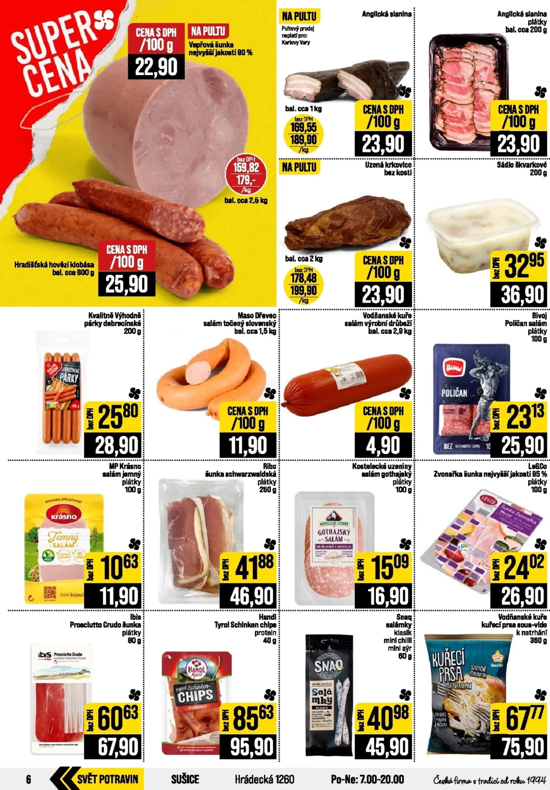 Originální strana 6 z 20 letáku JIP – JIP - Svět potravin - Brno, Ostrava - Hrabová, Praha - Bořanovice, Jilemnice, Karlovy Vary, Olomouc, Pardubice, Zlín, Polička