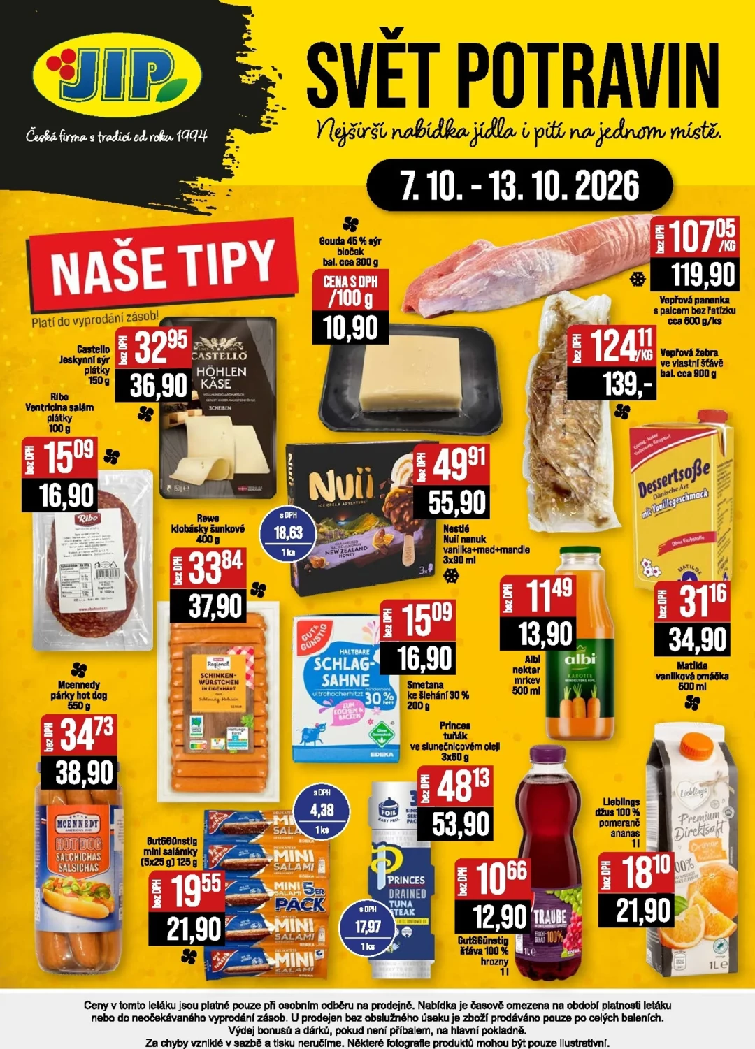Originální strana 20 z 20 letáku JIP – JIP - Svět potravin - Brno, Ostrava - Hrabová, Praha - Bořanovice, Jilemnice, Karlovy Vary, Olomouc, Pardubice, Zlín, Polička
