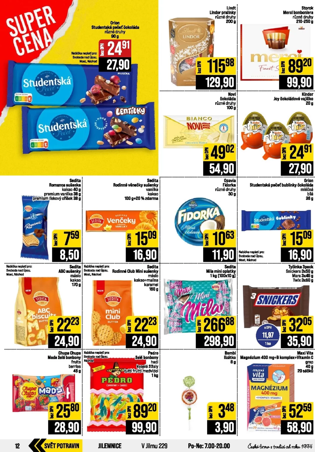 Originální strana 12 z 20 letáku JIP – JIP - České Budějovice, Most, Svoboda nad Úpou, Náchod, Sušice