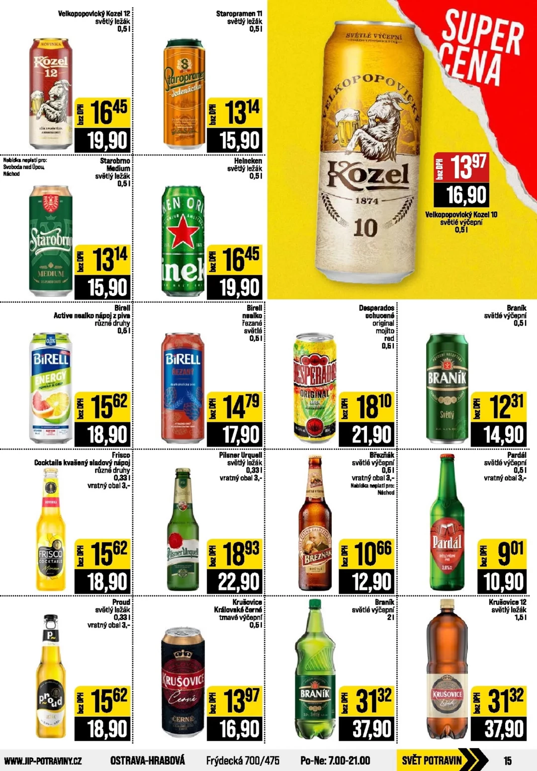 Originální strana 15 z 20 letáku JIP – JIP - České Budějovice, Most, Svoboda nad Úpou, Náchod, Sušice