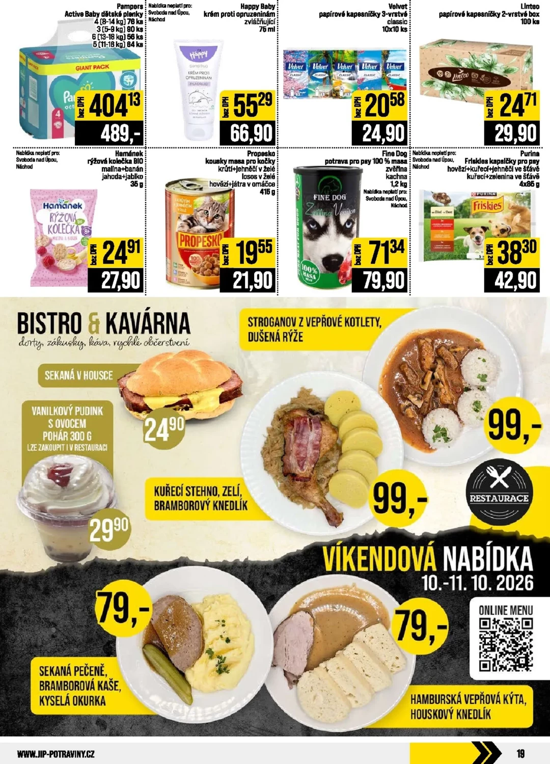 Originální strana 19 z 20 letáku JIP – JIP - České Budějovice, Most, Svoboda nad Úpou, Náchod, Sušice
