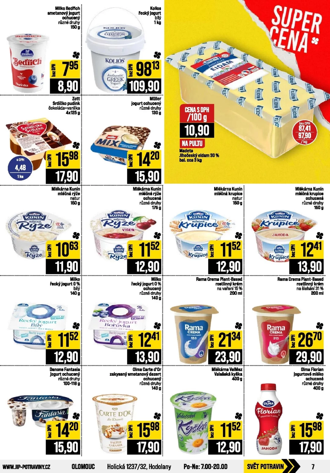 Originální strana 7 z 20 letáku JIP – JIP - Svět potravin - Brno, Ostrava - Hrabová, Praha - Bořanovice, Jilemnice, Karlovy Vary, Olomouc, Pardubice, Zlín, Polička