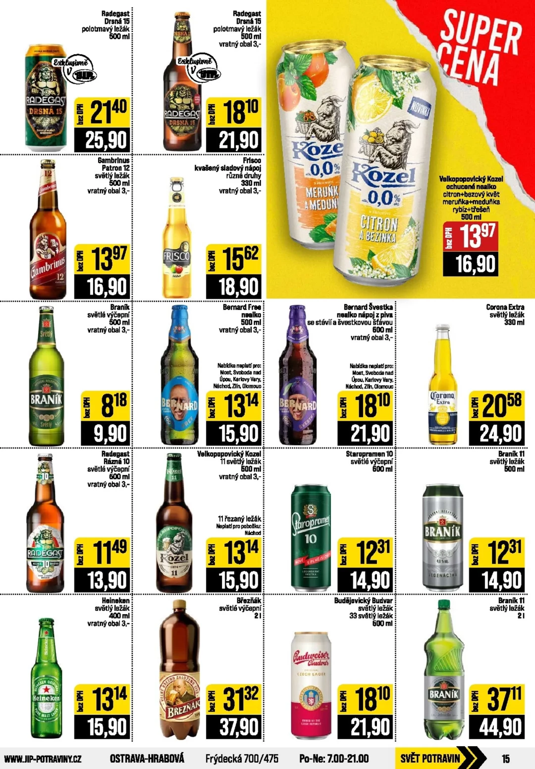 Originální strana 15 z 20 letáku JIP – JIP - České Budějovice, Most, Svoboda nad Úpou, Náchod, Sušice
