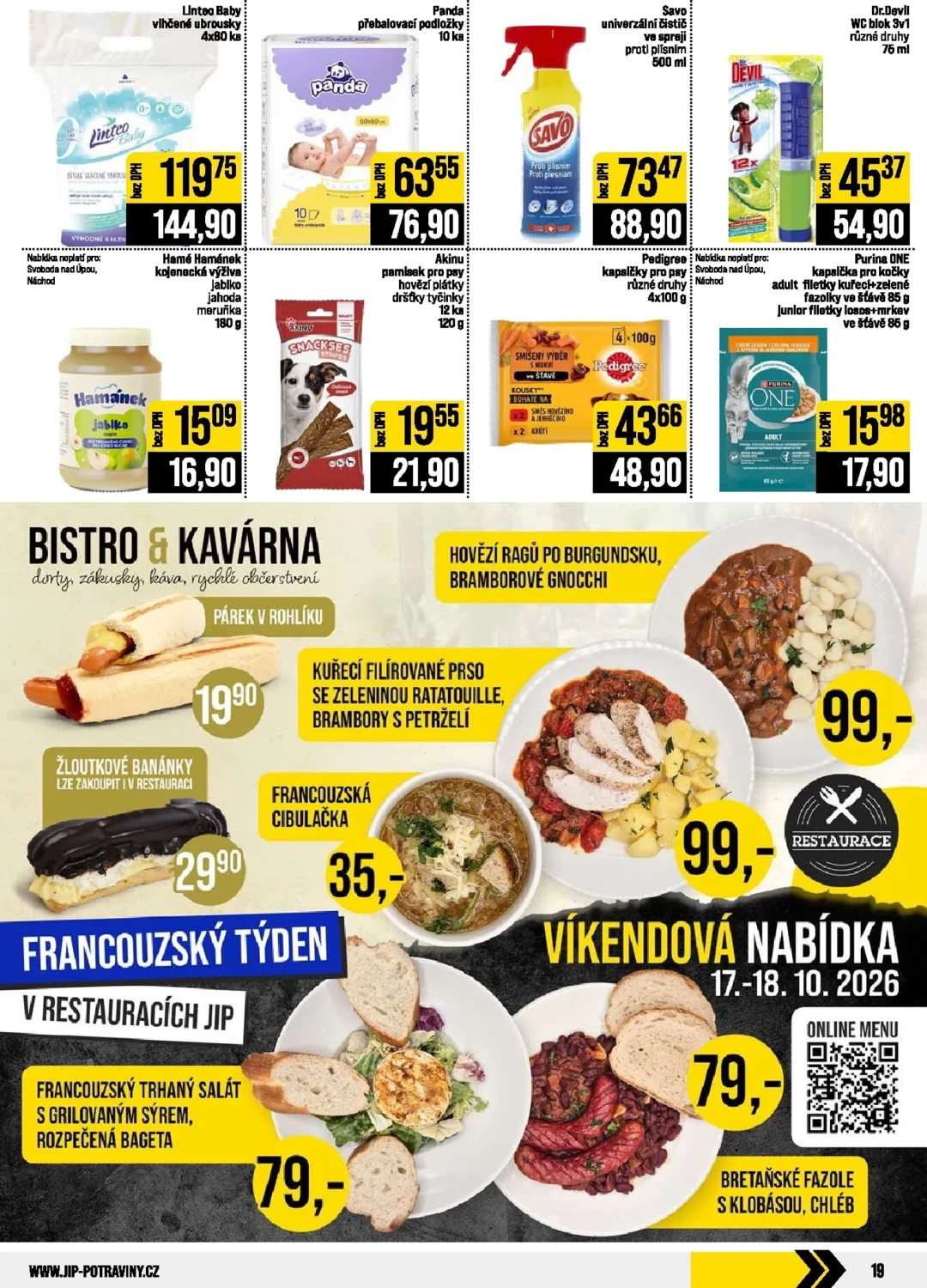 Originální strana 19 z 20 letáku JIP – JIP - České Budějovice, Most, Svoboda nad Úpou, Náchod, Sušice