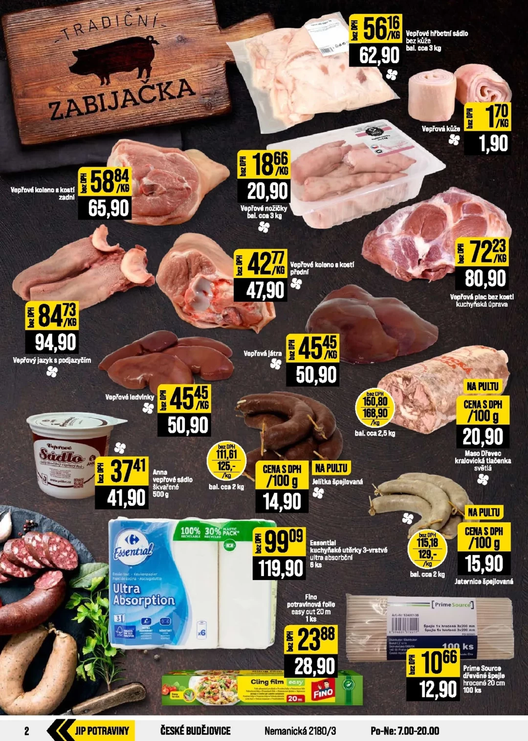 Originální strana 2 z 20 letáku JIP – JIP - Svět potravin - Brno, Ostrava - Hrabová, Praha - Bořanovice, Jilemnice, Karlovy Vary, Olomouc, Pardubice, Zlín, Polička