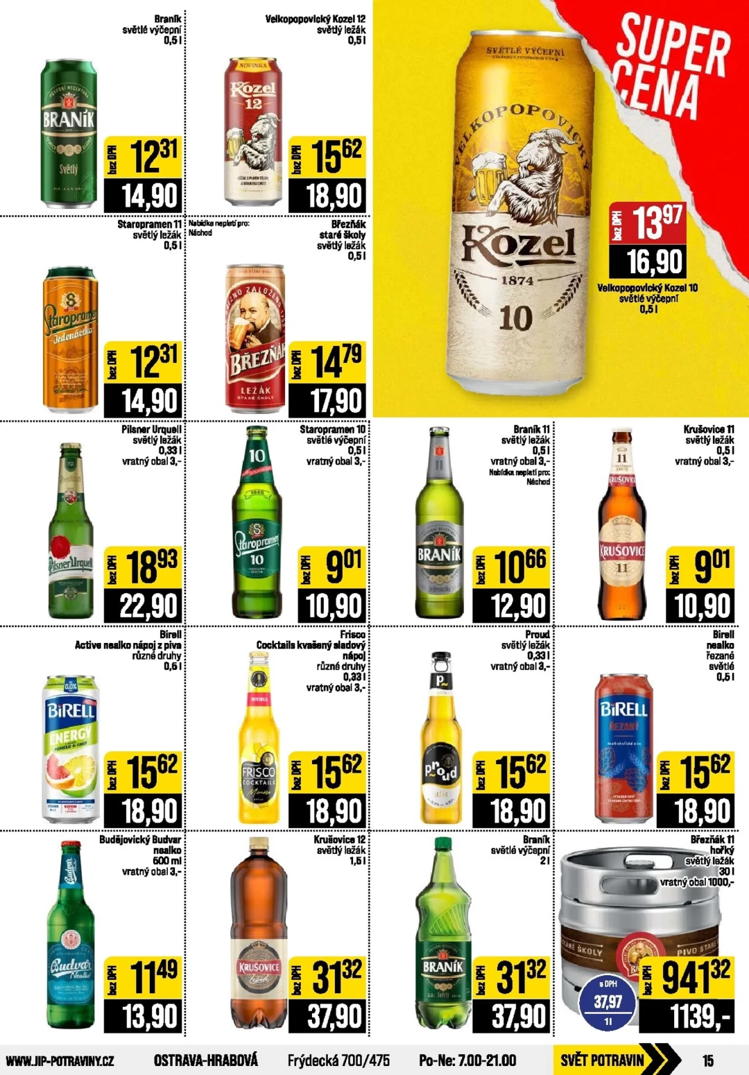 Originální strana 15 z 20 letáku JIP – JIP - České Budějovice, Most, Svoboda nad Úpou, Náchod, Sušice
